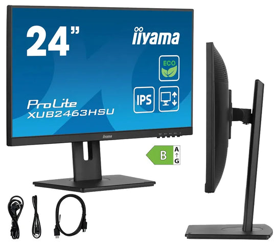 Monitor iiyama ECO ProLite XUB2463HSU-B1 24" IPS LED 100Hz /HDMI DisplayPort/ hub USB, HAS, Eye Safe, Eye Comfort