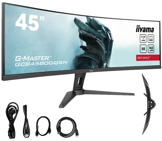 Monitor iiyama G-Master GCB4580DQSN-B1 45" VA LED HDR DQHD Zagięty 0.8ms 165Hz /HDMI DP/ hub USB, FlickerFree, USB-C dock