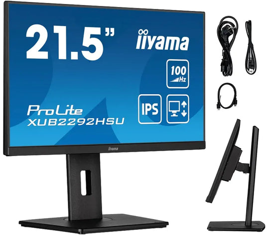 Monitor iiyama ProLite XUB2292HSU-B6 24" IPS LED 100Hz 0,4ms /HDMI DisplayPort/ hub USB FlickerFree HAS