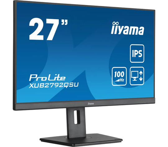 Monitor iiyama ProLite XUB2792QSU-B6 27'' WQHD 100Hz 0,4ms IPS LED /HDMI DP hub USB/ FlickerFree BlueLightReducer