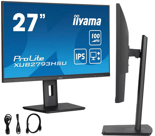 Monitor iiyama ProLite XUB2793HSU-B6 27" IPS LED 1ms 100Hz /HDMI, DisplayPort, hub USB/ Regulacja wysokości, FlickerFree